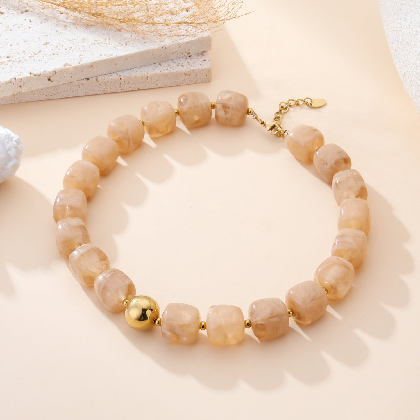 LOD of Love - Ketting Marmerlook – Groen / Beige