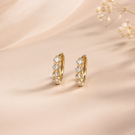 LOD of Love – Gold Plated Sterling Silver Oval Earrings with Zirconia