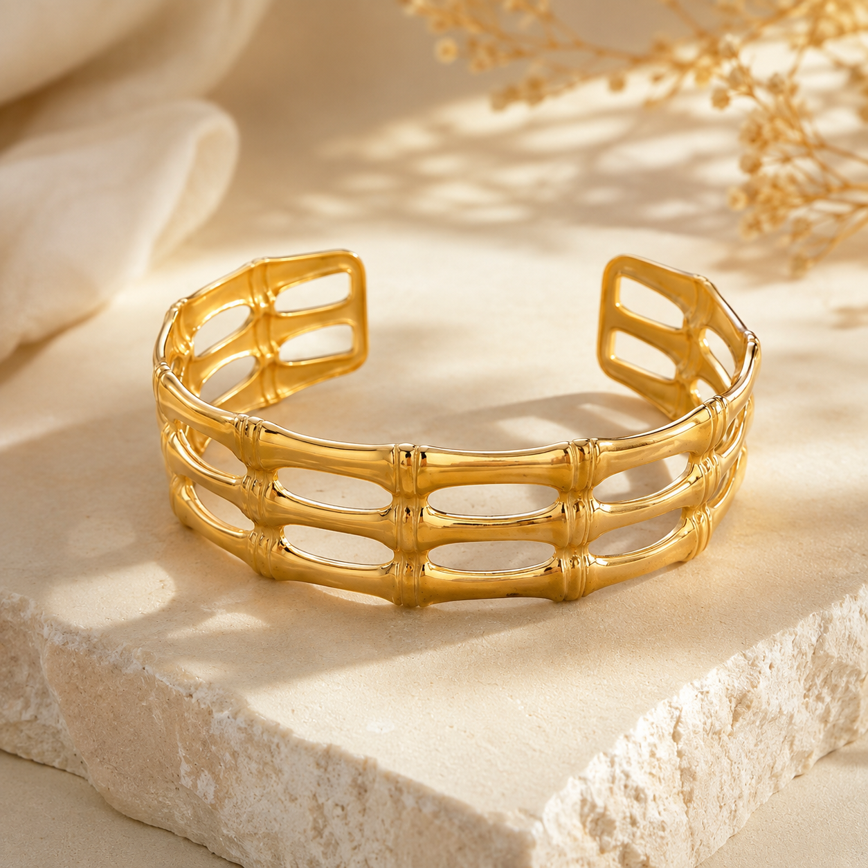 LOD of Love – Golden Bamboo Cuff Armband