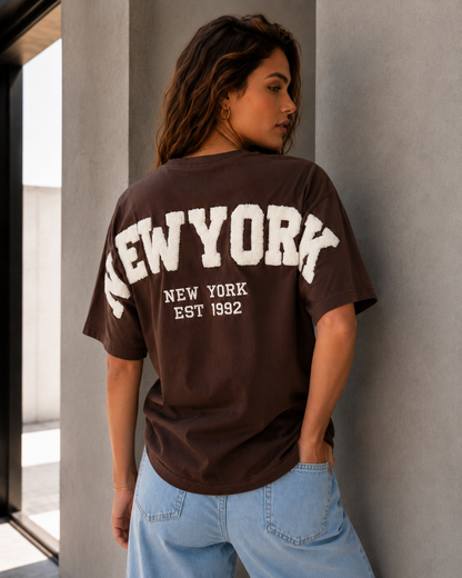 LOD of Love – New York T-Shirt Braun mit weißen Teddy-Buchstaben