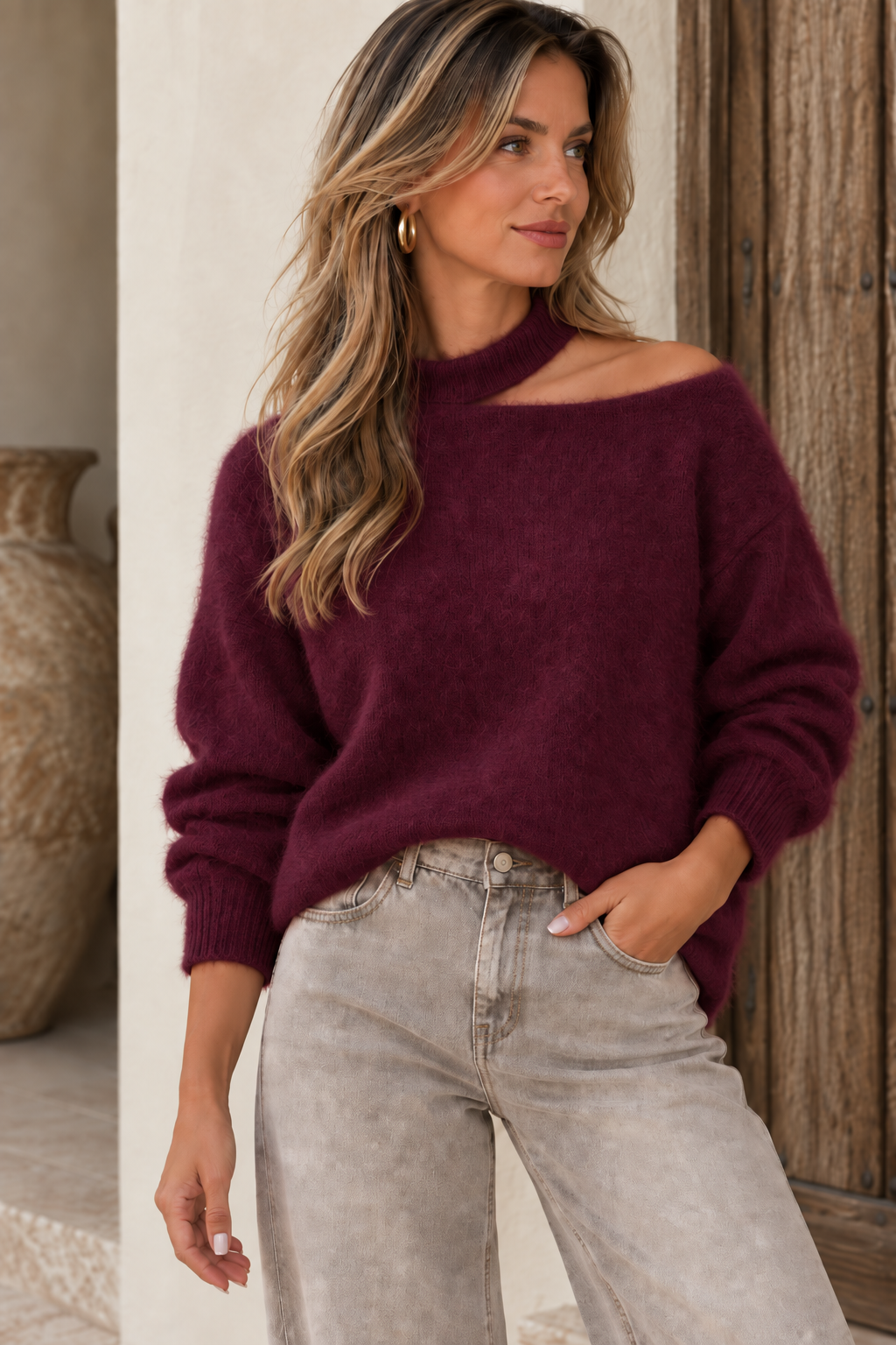 LOD of Love – Fluffy Trui met Asymmetrisch Halsdetail
