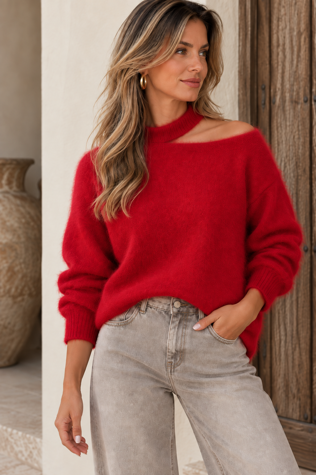 LOD of Love – Fluffy Trui met Asymmetrisch Halsdetail