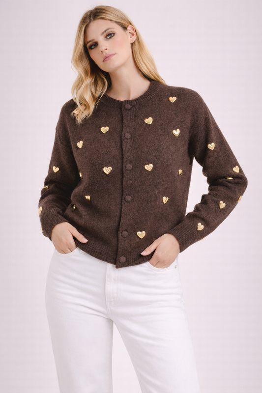 LOD of Love – Chocoladebruin Vest met Gouden Hartjes