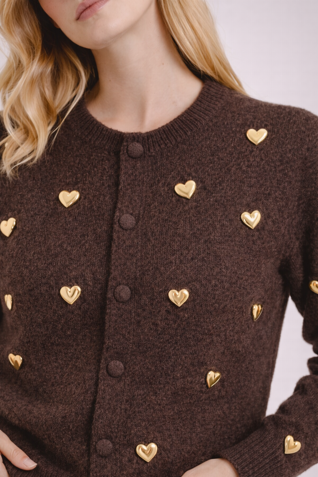 LOD of Love – Chocoladebruin Vest met Gouden Hartjes