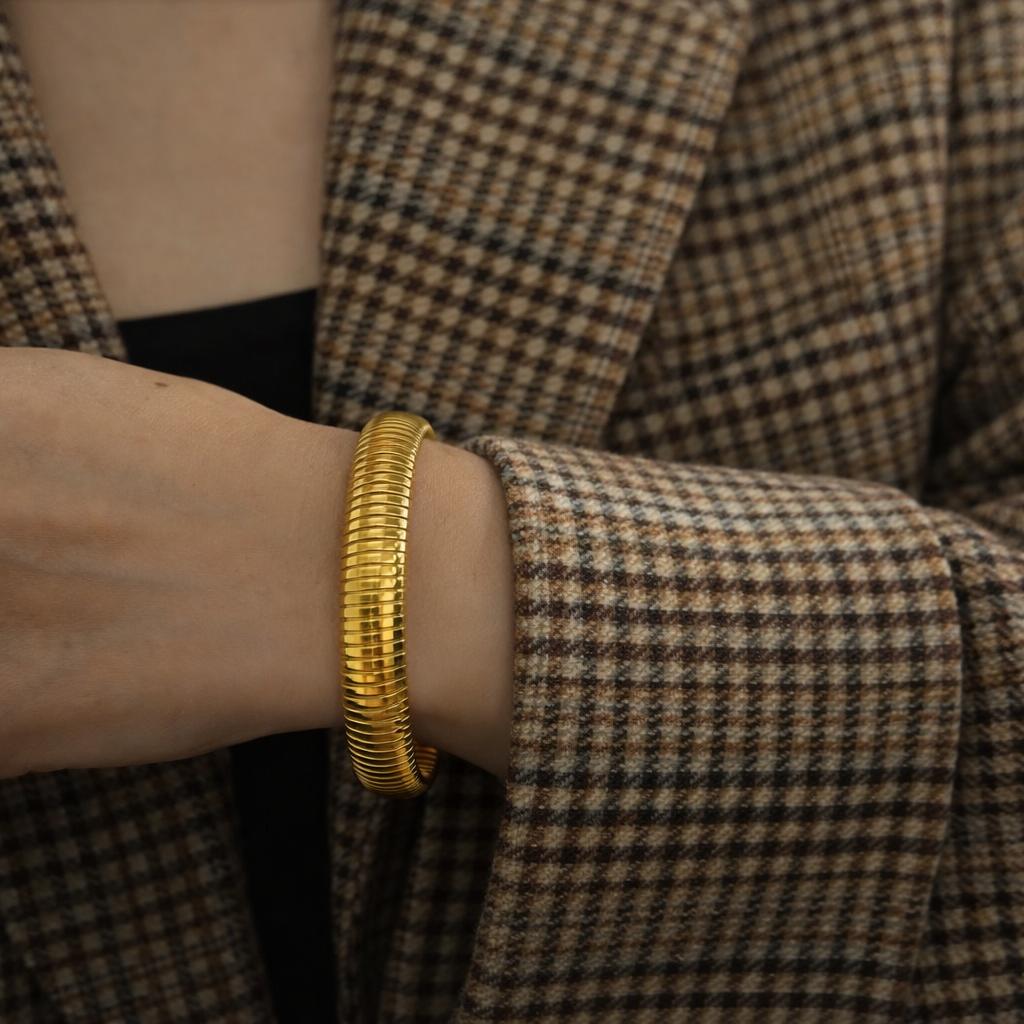 LOD of Love – Gouden Stainless Steel Bangle Met stretch