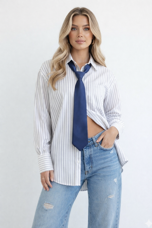 LOD of Love – Gestreepte blouse met Tie Blue Stripe