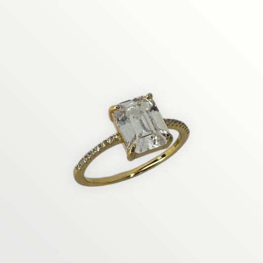 LOD of Love – Gold Plated Sterling Zilveren Ring met Vierkante Zirkonia