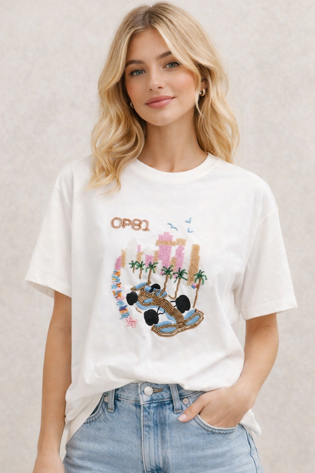 LOD of Love - Riviera T-shirt met kralen Wit