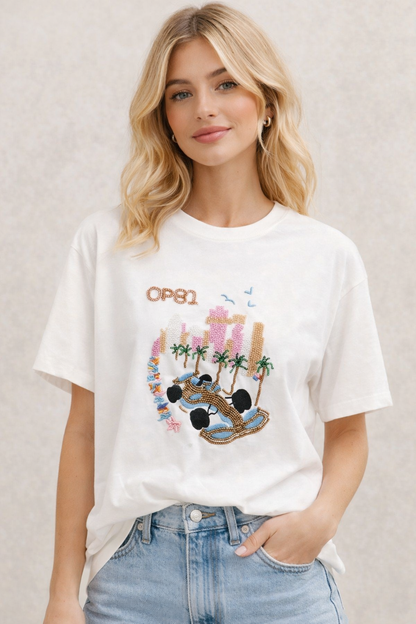 LOD of Love - Riviera T-shirt met kralen Wit