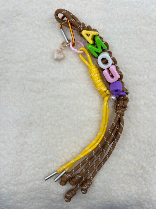 LOD of Love - Bag Charm Amour Geel/Bruin Koord