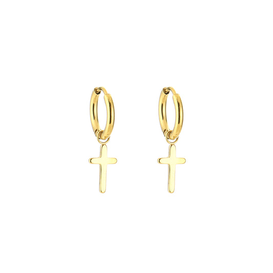 LOD of Love – Goudkleurige Oorbellen met Kruisjes Bedel