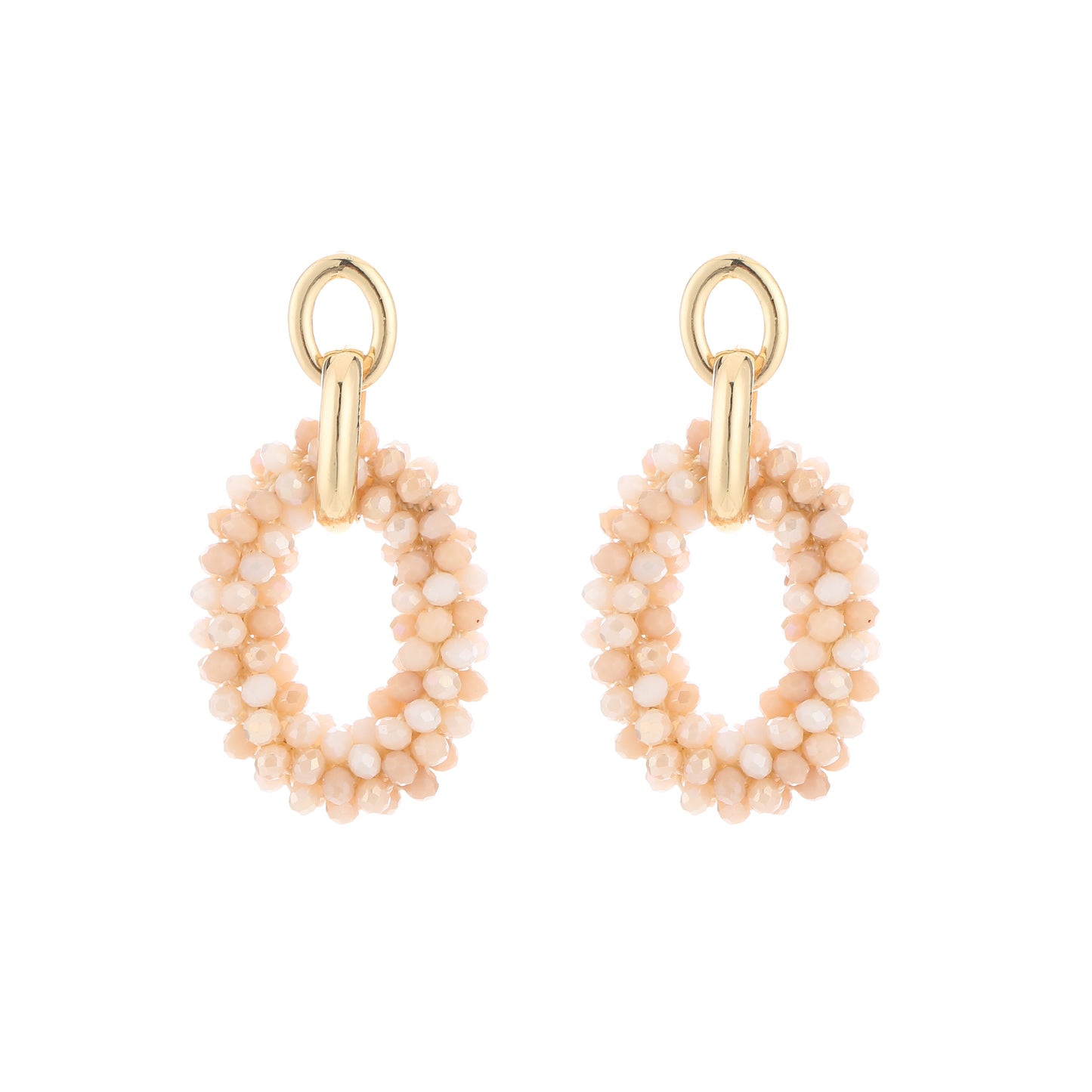 LOD of Love – Ovale Kralen Oorbel Druppel Beige Mix