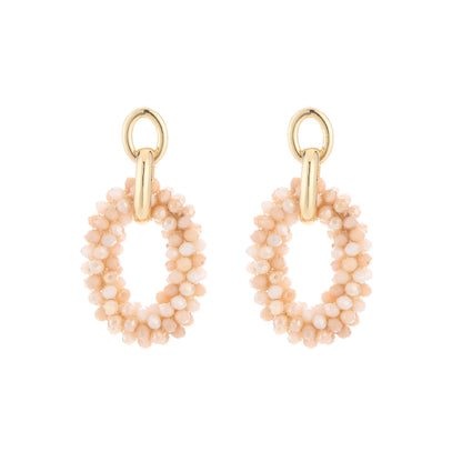 LOD of Love – Ovale Kralen Oorbel Druppel Beige Mix