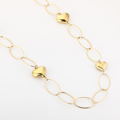LOD of Love – Goudkleurige Ketting met Grove Schakels & Hartbedels (85 cm)