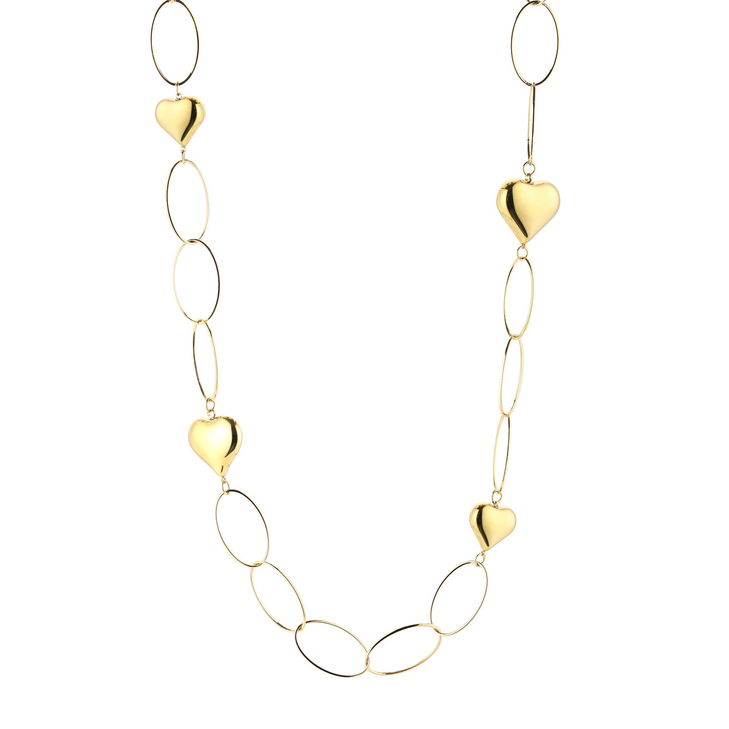LOD of Love – Goudkleurige Ketting met Grove Schakels & Hartbedels (85 cm)