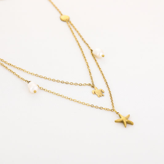 LOD of Love – Strand Ketting met Zeester, Schildpad en Parel
