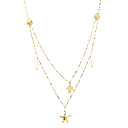 LOD of Love – Strand Ketting met Zeester, Schildpad en Parel