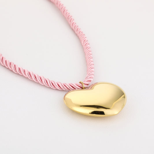 LOD of Love – Gedraaide Cord Ketting met XL Hart