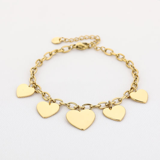 LOD of Love – Gouden Armband met Hartjes Hangers