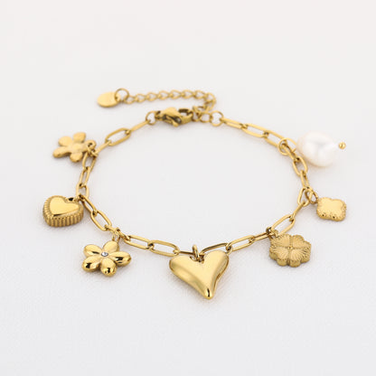 LOD of Love – Armband Zonnesteen & Parel met Gouden Schakel