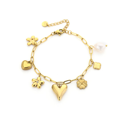 LOD of Love – Armband Zonnesteen & Parel met Gouden Schakel