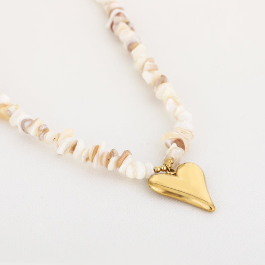 LOD of Love – Zoetwaterparel Ketting met Gouden Hart
