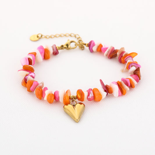LOD of Love – Armband met Hartbedel Orange Mix