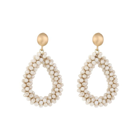 LOD of Love – Druppel Oorbellen met Beige Kralen
