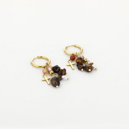 LOD of Love – Oorbellen Tiger Eye met Bedels