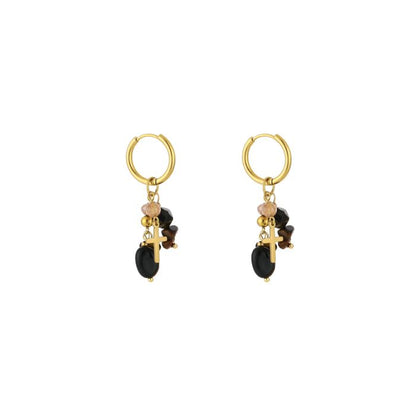LOD of Love – Oorbellen Tiger Eye met Bedels
