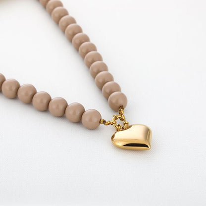 LOD of Love - Kralenketting met Gouden Hart Beige