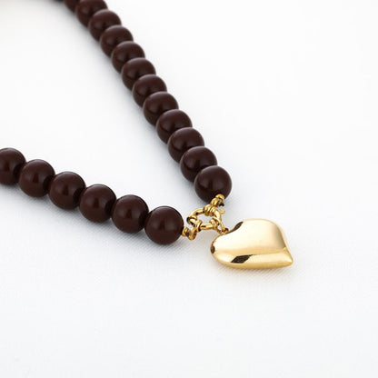 LOD of Love - Kralenketting met Gouden Hart Bruin