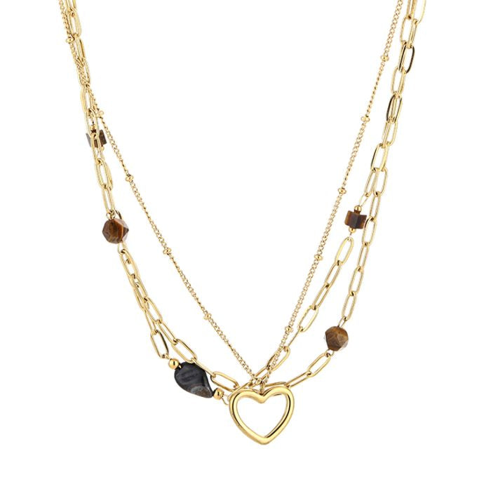 LOD of Love - Double Chain Ketting Brown Hear