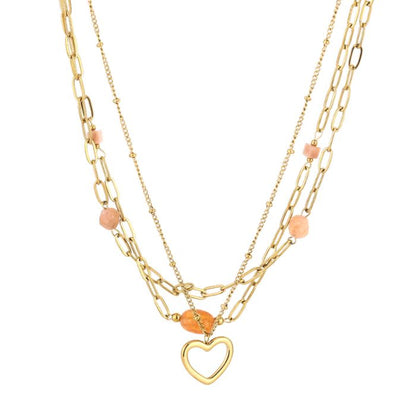 LOD of Love - Double Chain Ketting Orange Heart