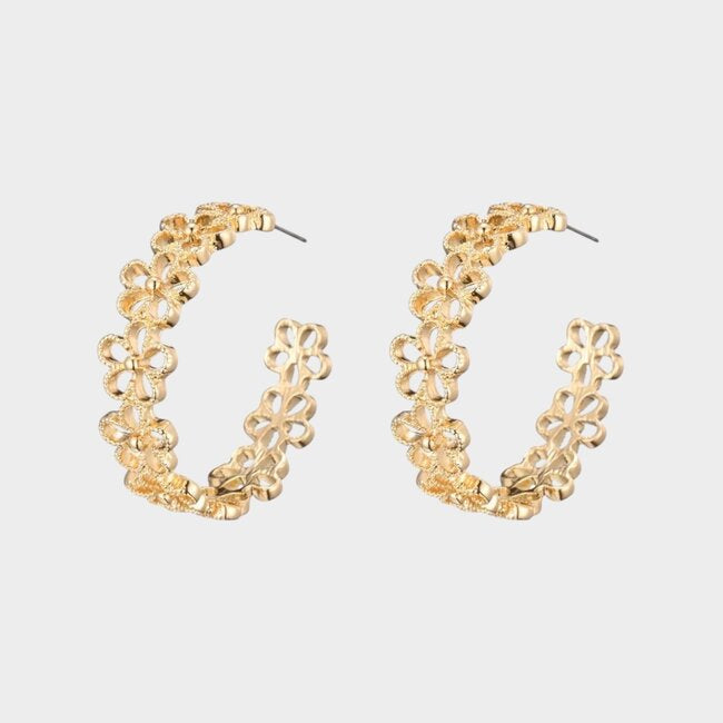 LOD Of Love Gouden Oorringen Met Bloemenmotief