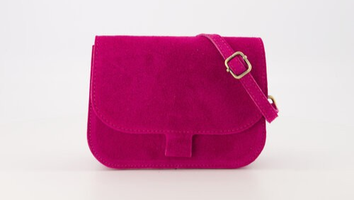 LOD of Love Flora Suède Tas – Fuchsia Statement met Verstelbare Schouderband