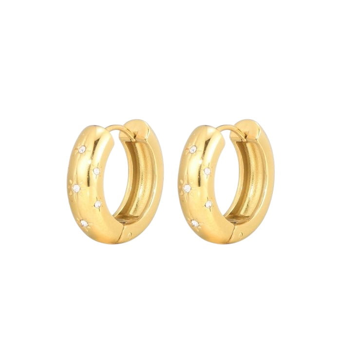 LOD of Love Gouden Oorringen met Subtiele Zirkonia Sterdetails