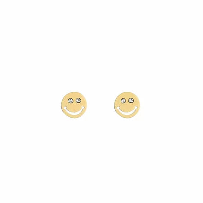 LOD of Love Gouden Smiley Oorknopjes met Kristallen Ogen