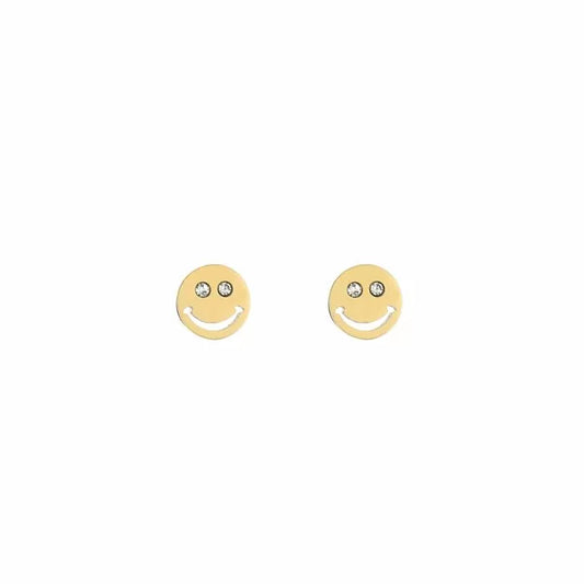 LOD of Love Gouden Smiley Oorknopjes met Kristallen Ogen