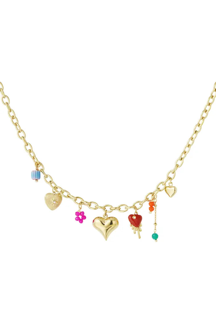 LOD of Love gouden ketting met kleurrijke bedels