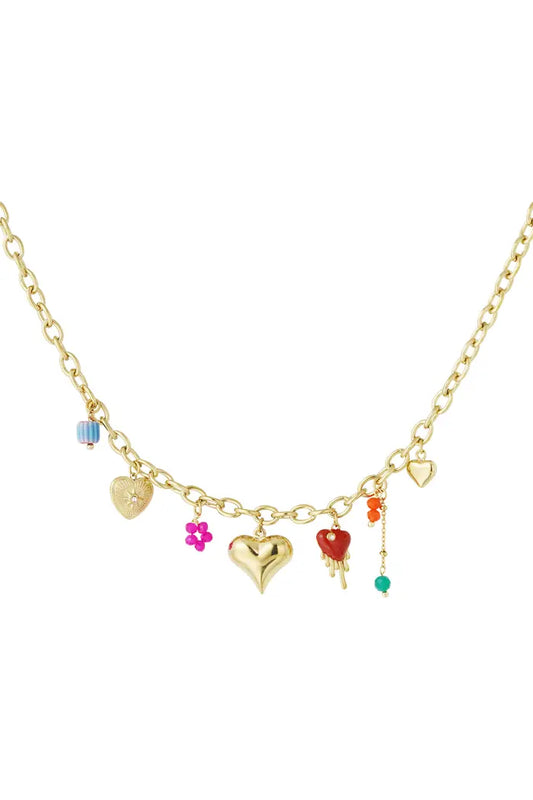 LOD of Love gouden ketting met kleurrijke bedels