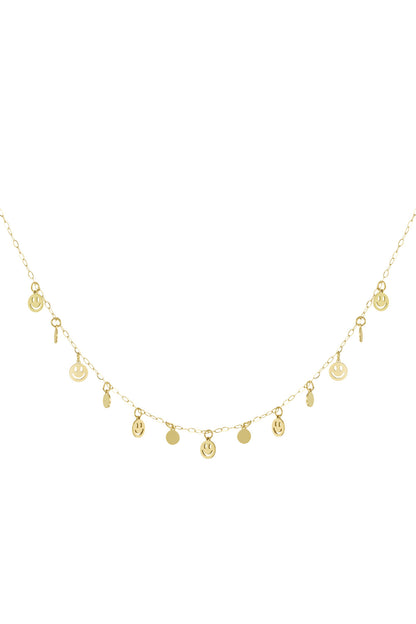 LOD of Love gouden ketting met speelse smiley bedels