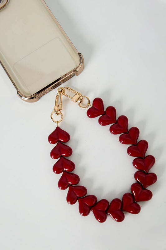 LOD of Love – Telefoonkoord met Rode Hartjes en Gouden Details