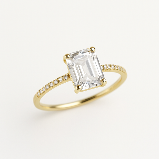 LOD of Love – Gold Plated Sterling Zilveren Ring met Vierkante Zirkonia