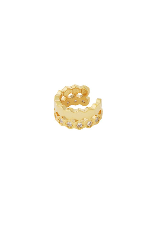 LOD of Love – GGouden Ear Cuff met Steentjes Luxe Honingraat Design